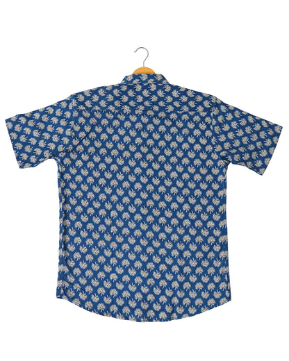 Printed Perfection - Blue Shirt with Floral Pattern