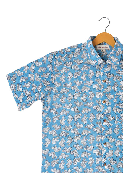 Take Flight with our Stylish Bird Themed Shirt (Bagru)
