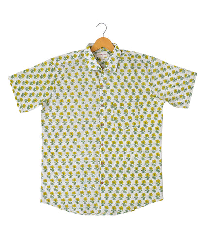 Sunshine in Fabric - Yellow Floral Motif Shirt