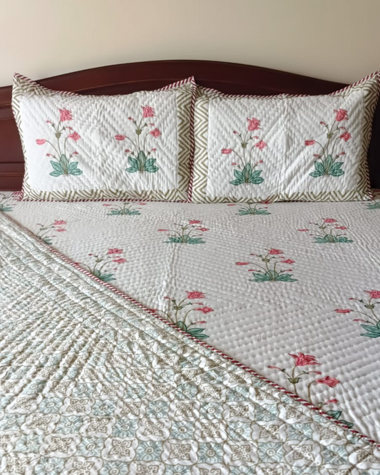 Pink Petals Paradise Bedding Comforter Set with 2 Pillow Covers