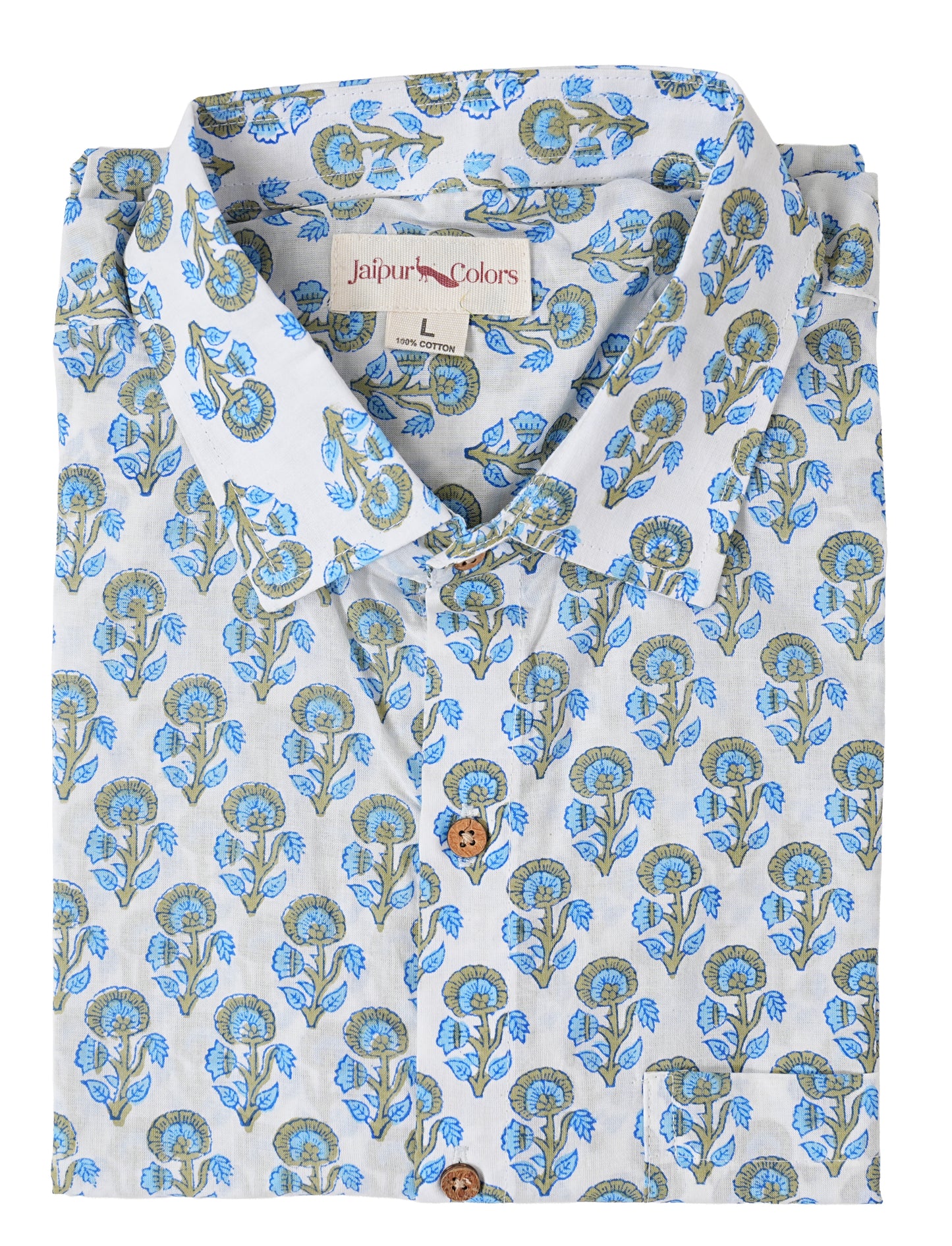 Floral Fashion Blue and Grey Motif Shirt