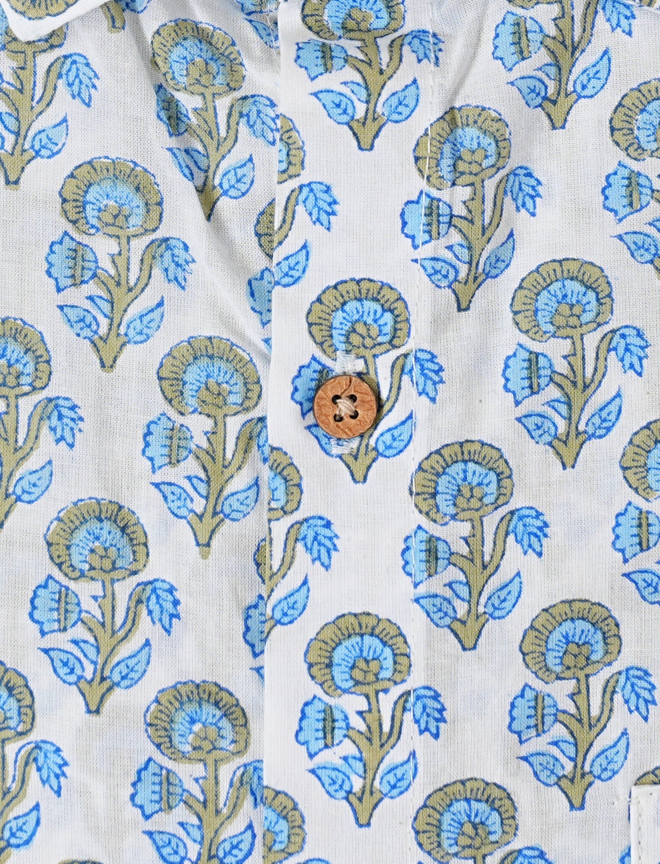 Floral Fashion Blue and Grey Motif Shirt