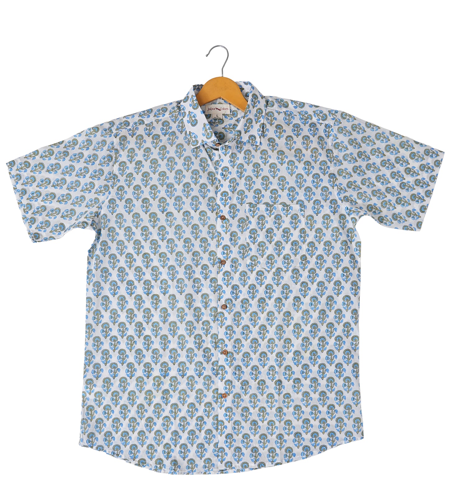Floral Fashion Blue and Grey Motif Shirt