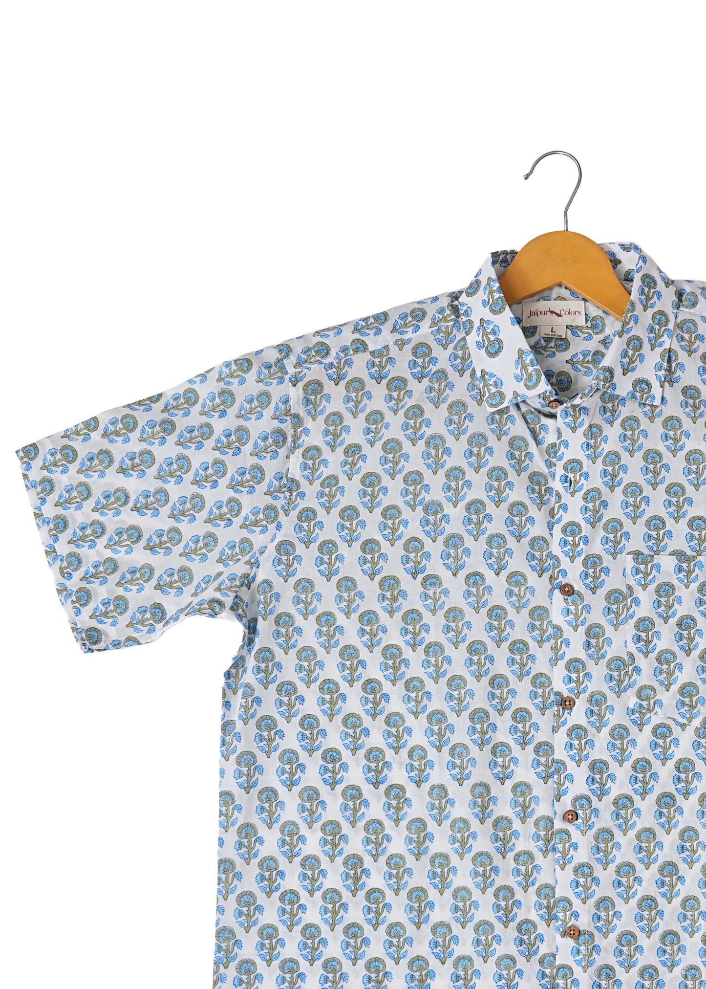 Floral Fashion Blue and Grey Motif Shirt