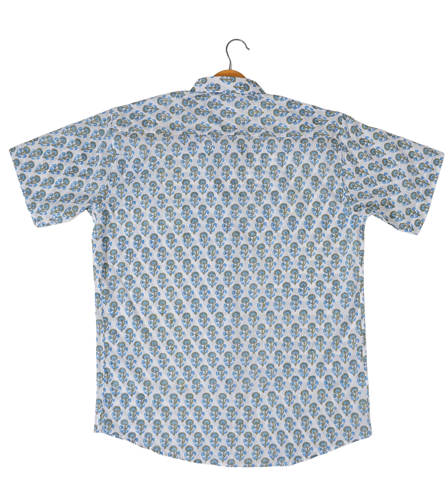 Floral Fashion Blue and Grey Motif Shirt