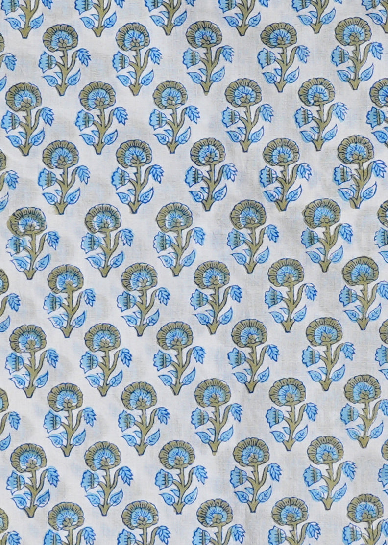 Floral Fashion Blue and Grey Motif Shirt