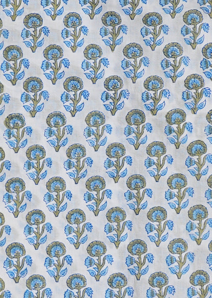 Floral Fashion Blue and Grey Motif Shirt