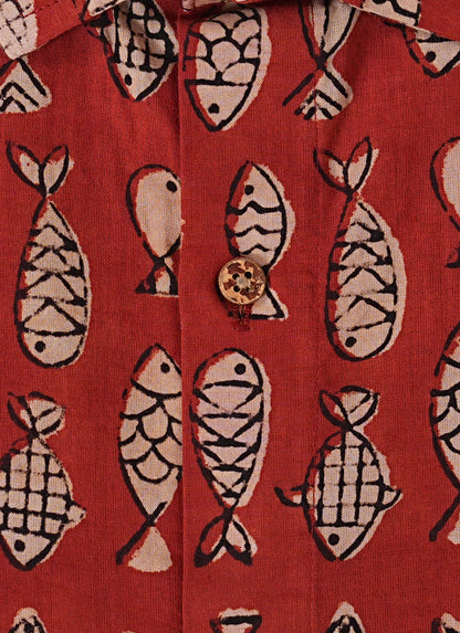 Dive into Style - Fish Print (Bagru) Shirt
