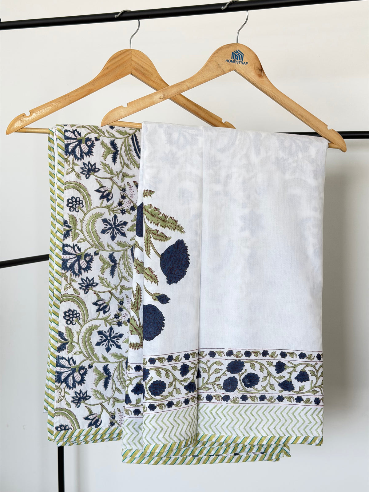 Blue Poppy Jaal Reversible Dohar - Single Pair in Mulmul