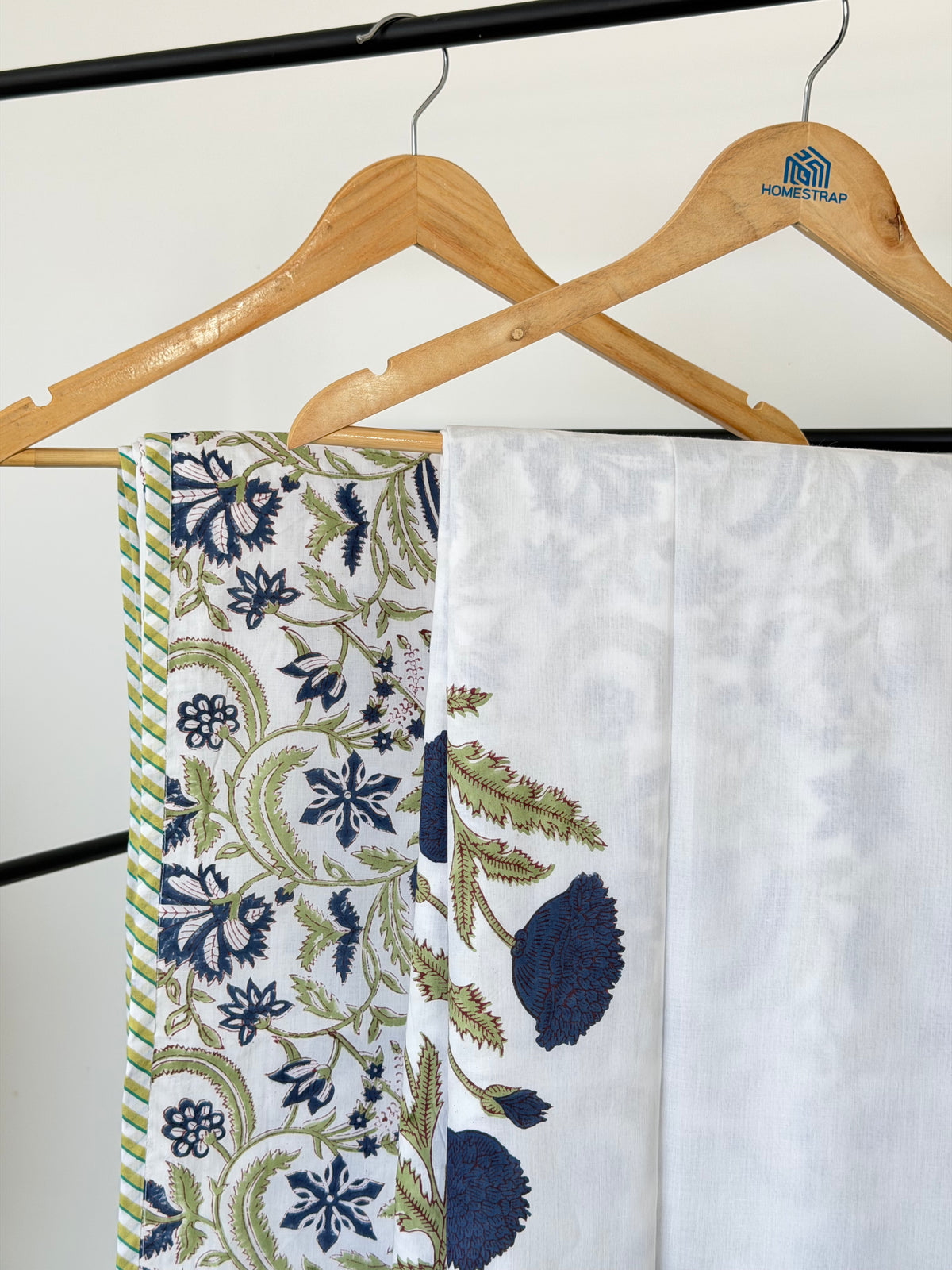 Blue Poppy Jaal Reversible Dohar - Single Pair in Mulmul