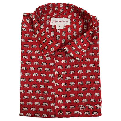 Cherry Bloom Magic Half-Sleeves Shirt - Elephant Print