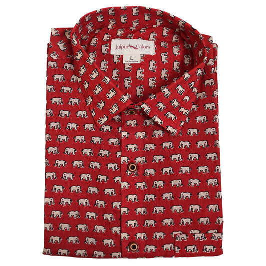 Cherry Bloom Magic Half-Sleeves Shirt - Elephant Print