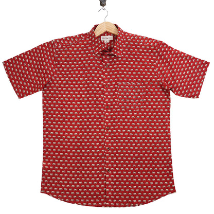 Cherry Bloom Magic Half-Sleeves Shirt - Elephant Print