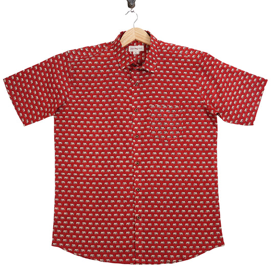 Cherry Bloom Magic Half-Sleeves Shirt - Elephant Print
