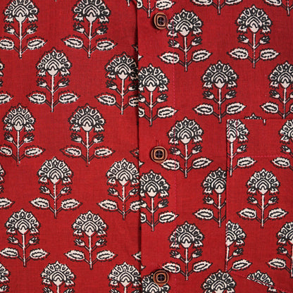 Raging Red & Blossom Half-Sleeves Shirt