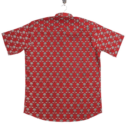 Raging Red & Blossom Half-Sleeves Shirt