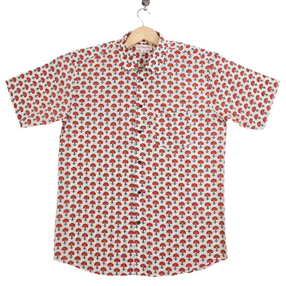 Rising Bloom on Cotton Cloud Half-Sleeves Shirt