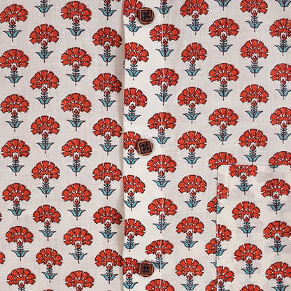 Rising Bloom on Cotton Cloud Half-Sleeves Shirt