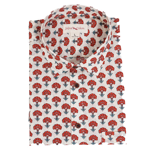 Rising Bloom on Cotton Cloud Half-Sleeves Shirt