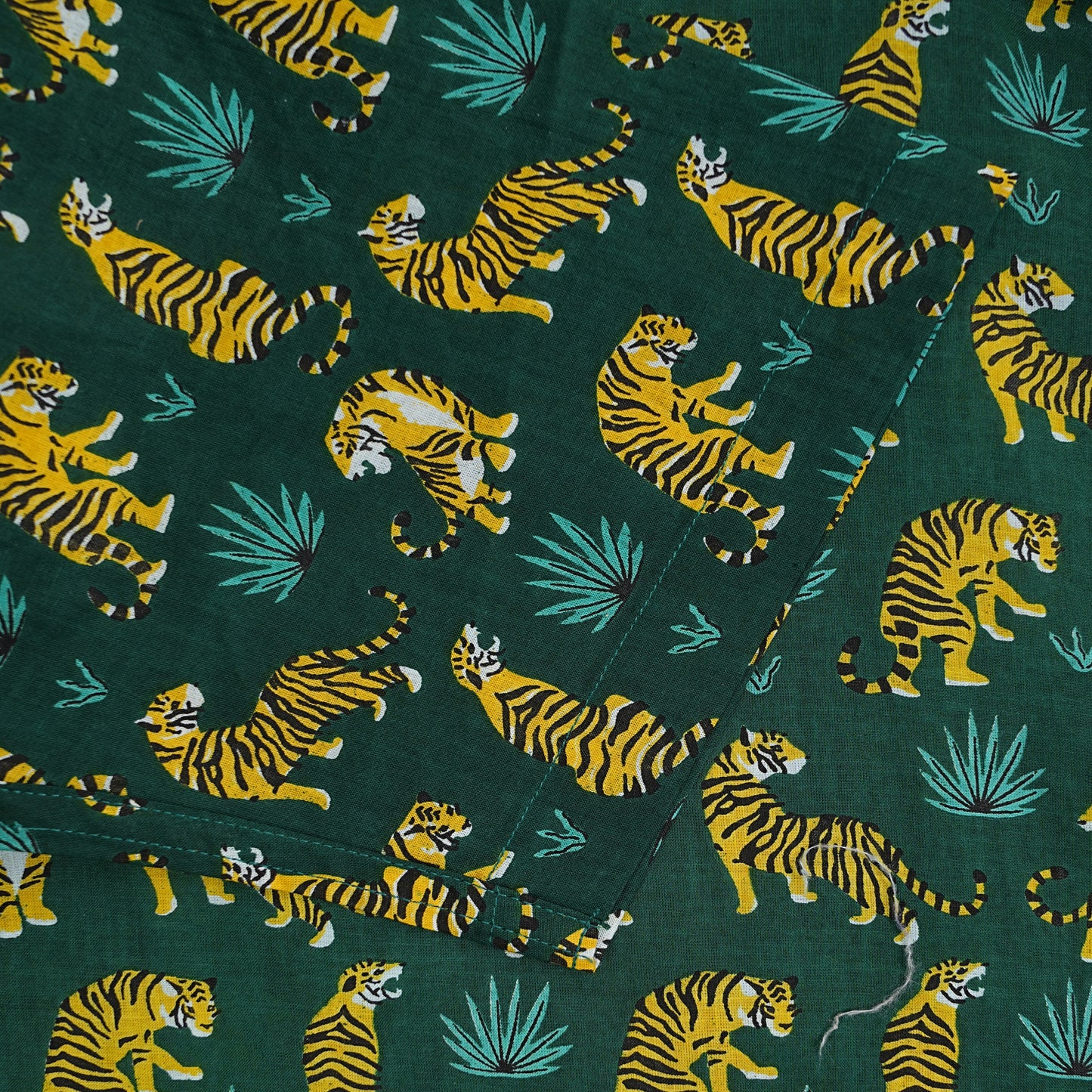 Green Safari with Yellow Stripes Half-Sleeves Shirts