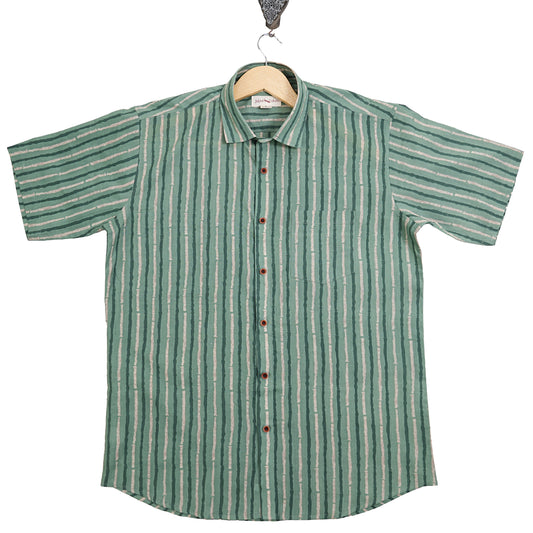 Jungle Vines on Classic Green Half-Sleeves Shirt