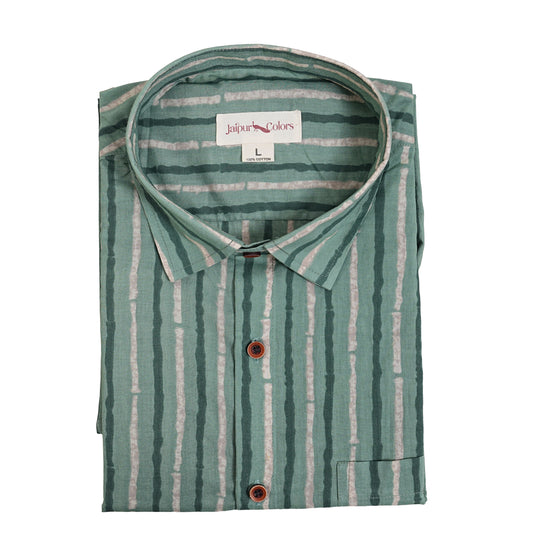 Jungle Vines on Classic Green Half-Sleeves Shirt