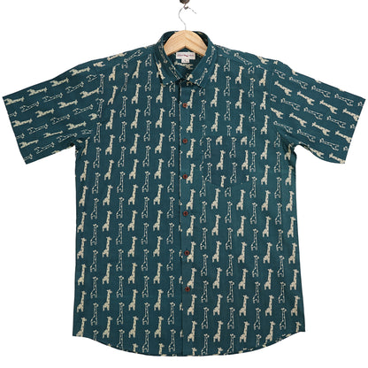 Teal Trails of Long Dreams Half-Sleeves Shirt