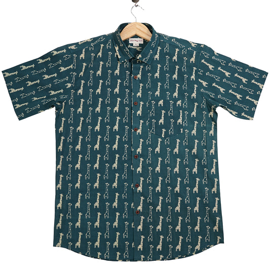 Teal Trails of Long Dreams Half-Sleeves Shirt