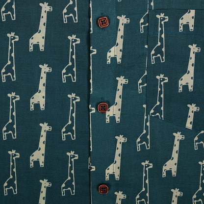 Teal Trails of Long Dreams Half-Sleeves Shirt