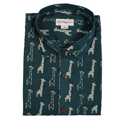 Teal Trails of Long Dreams Half-Sleeves Shirt