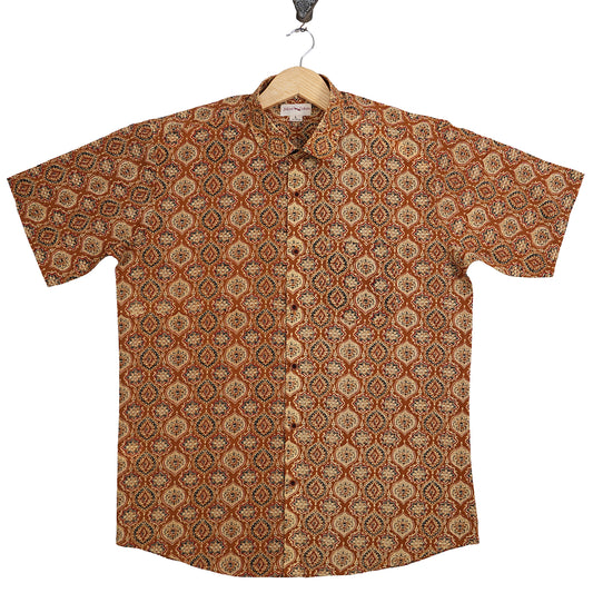 Earth Brown with Festival Flow Half-Sleeves Shirt