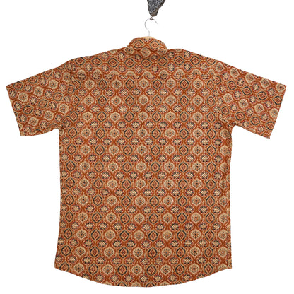 Earth Brown with Festival Flow Half-Sleeves Shirt