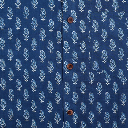 Ocean Leaf in Wind Print Half-Sleeves Shirt