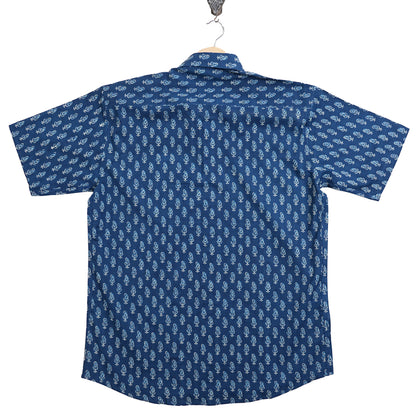 Ocean Leaf in Wind Print Half-Sleeves Shirt
