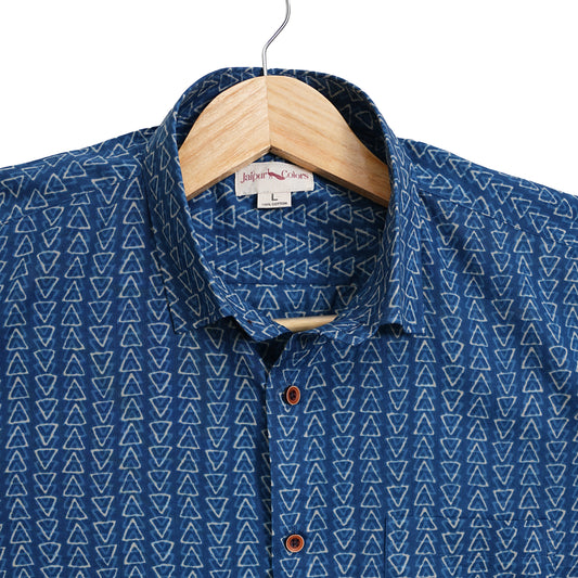Navy Maze in Light Mood Half-Sleeves Shirt