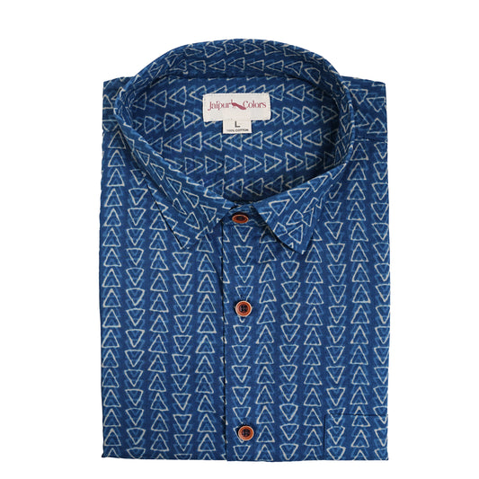 Navy Maze in Light Mood Half-Sleeves Shirt