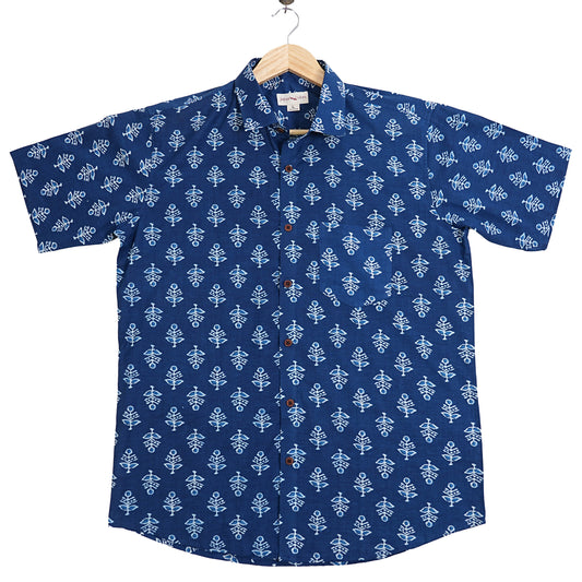 Midnight Garden with Light Petals Half-Sleeves Shirt