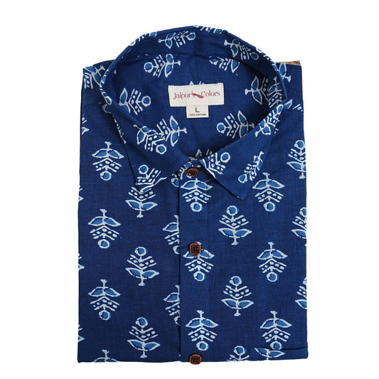 Midnight Garden with Light Petals Half-Sleeves Shirt