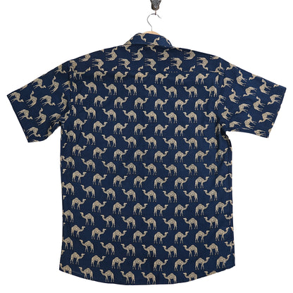Wild Blues with White Camels Half-Sleeves Shirt