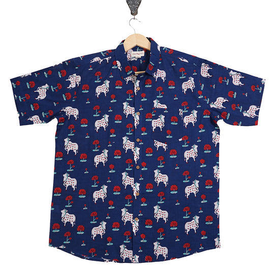 Lotus and Holy Cow Half-Sleeves Shirt