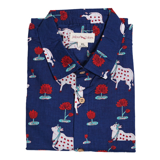 Lotus and Holy Cow Half-Sleeves Shirt