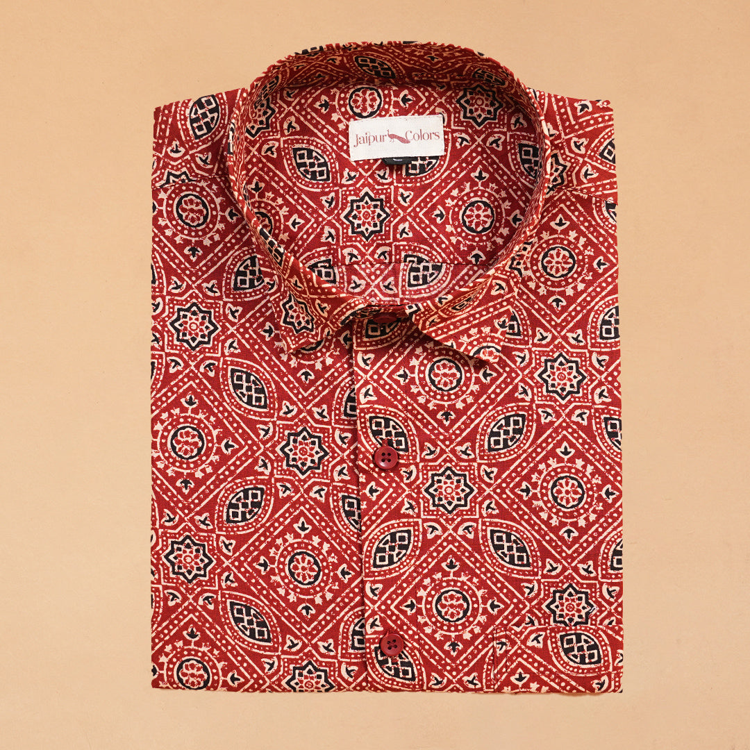Red Ajrakh pattern Shirt