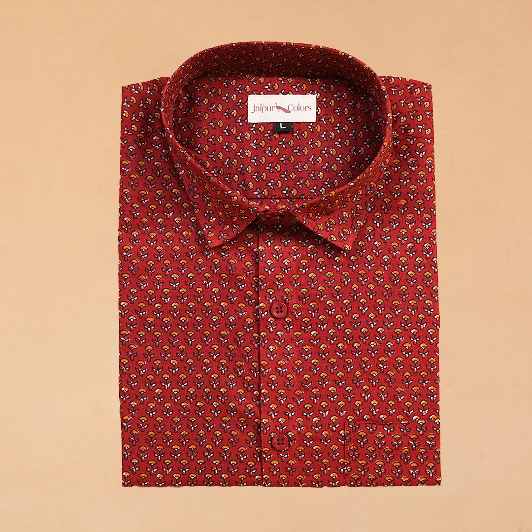 Red floral Dot shirt