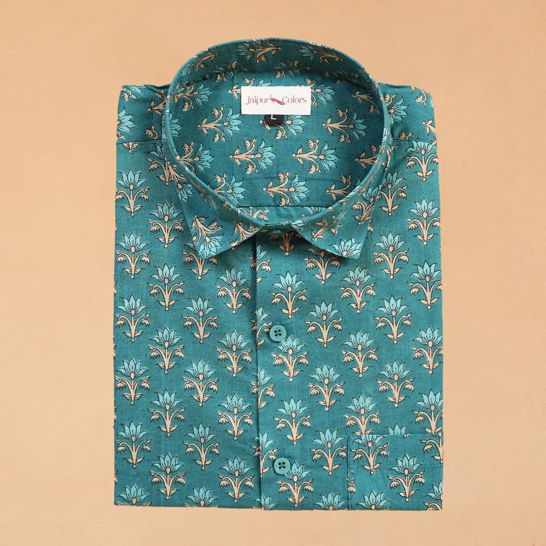 Vibrant Teal Floral delight Shirt