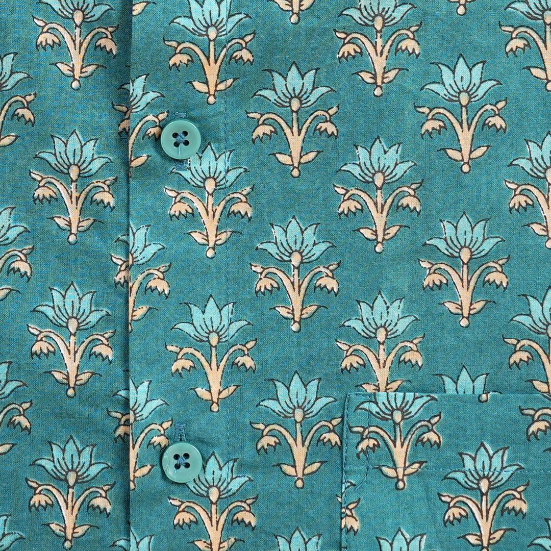 Vibrant Teal Floral delight Shirt