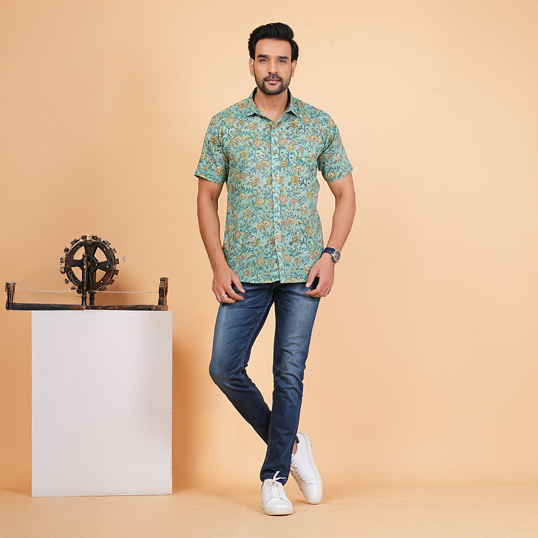 Nature's Beauty Playful Floral Motif Shirt