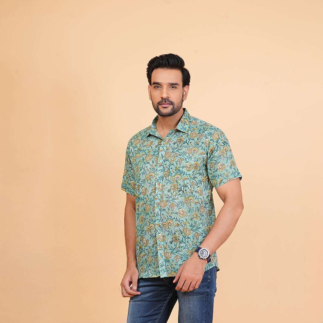 Nature's Beauty Playful Floral Motif Shirt