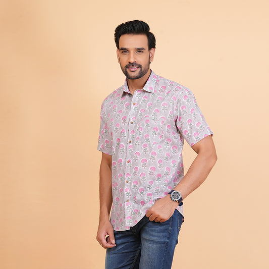 Stylish Blooms Floral Pink Motif Shirt