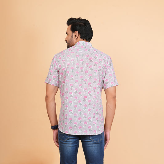 Stylish Blooms Floral Pink Motif Shirt