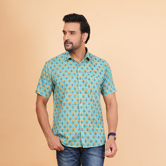 Floral Fusion Trendylook Mustard Floral Shirt